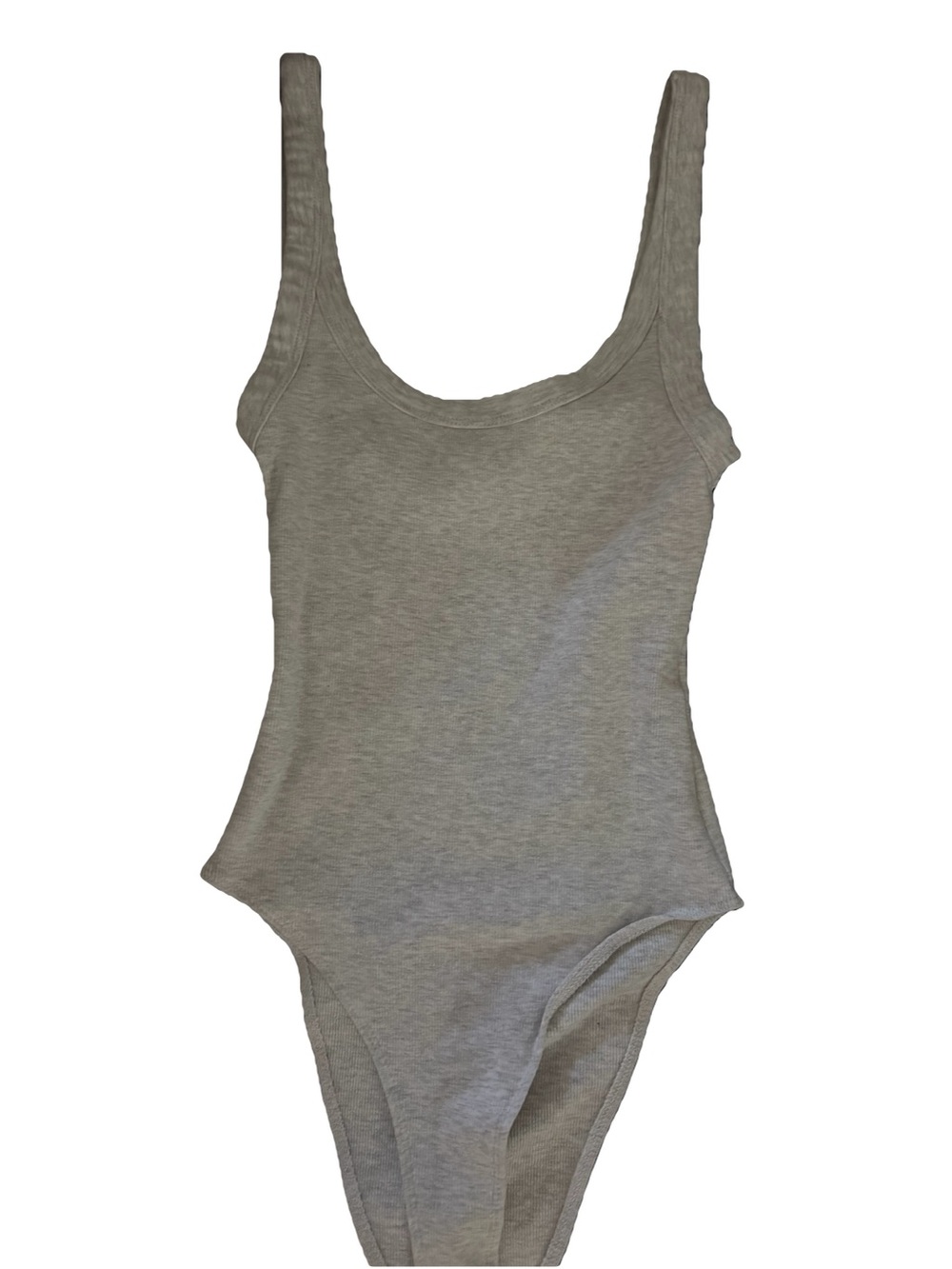 ZARA Grey Ribbed Scoop Neck bodysuit